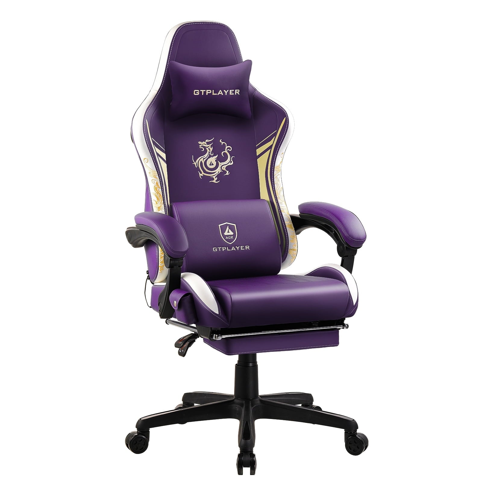 GTPLAYER Gaming Chair with Bluetooth Speakers and Footrest Office Desk Chair, Blue