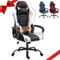 Gaming Chair, Ergonomic Computer Gamer Chair with Massage Lumbar Support & Rocking High Back, 360° Swivel Video Game Chair for Gaming or Office, Height Adjustable (White)