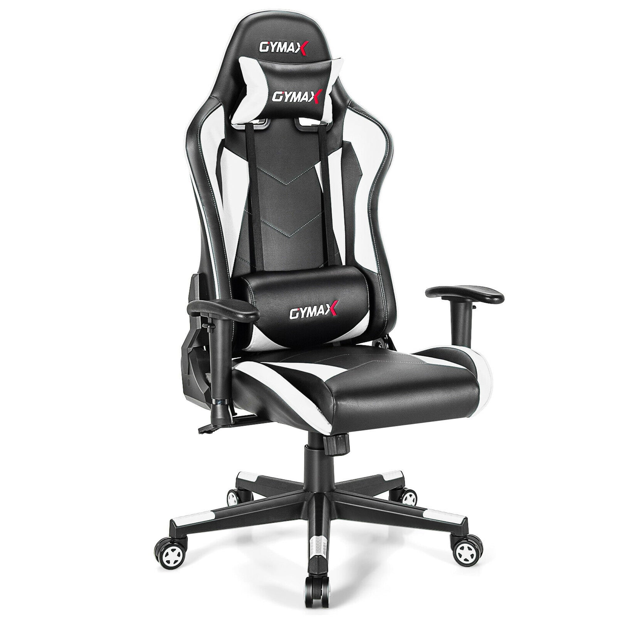 Gymax Gaming Chair Adjustable Swivel Racing Style Computer Office Chair White