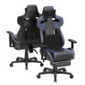 Luxvie Gaming Chair with Footrest Ergonomic Office Chair with Massage Lumbar Support & Headrest High Back Computer Game Chair for Adults and Kids, Blue