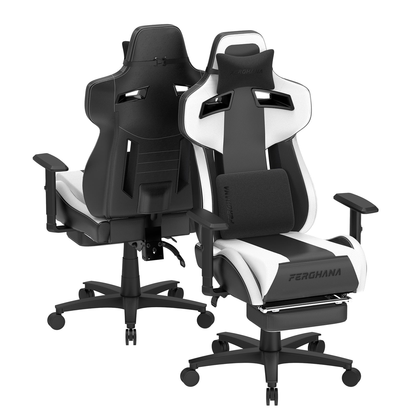 Luxvie Gaming Chair with Footrest Ergonomic Office Chair with Massage Lumbar Support & Headrest High Back Computer Game Chair for Adults and Kids, Blue