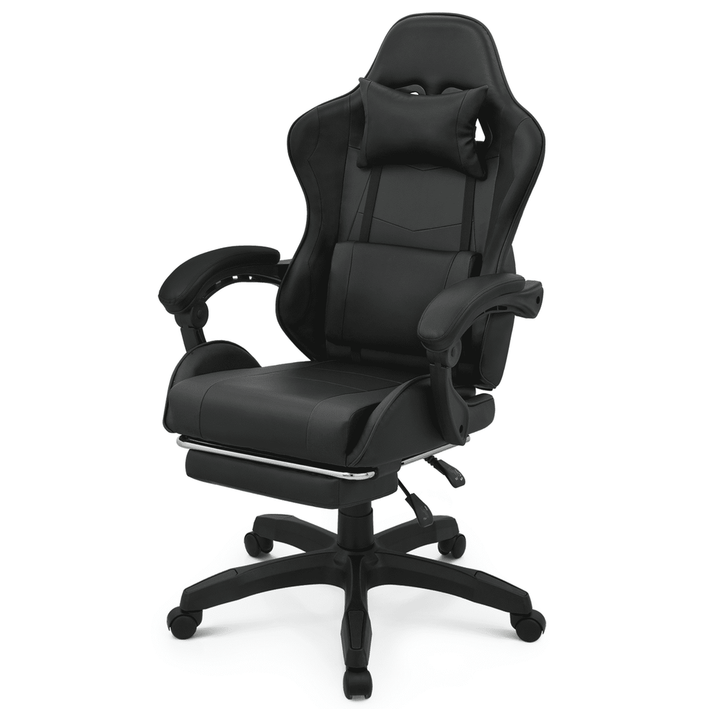 Magshion Rolling Gaming Chair, Adjustable Faux Leather Computer Seat with Lumbar Support for Adults Teens Desk Chair, White