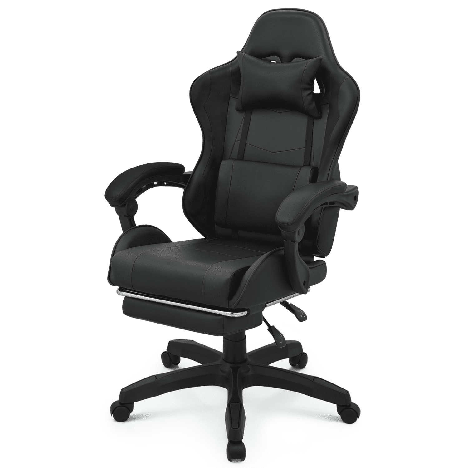 Magshion Rolling Gaming Chair, Adjustable Faux Leather Computer Seat with Lumbar Support for Adults Teens Desk Chair, White