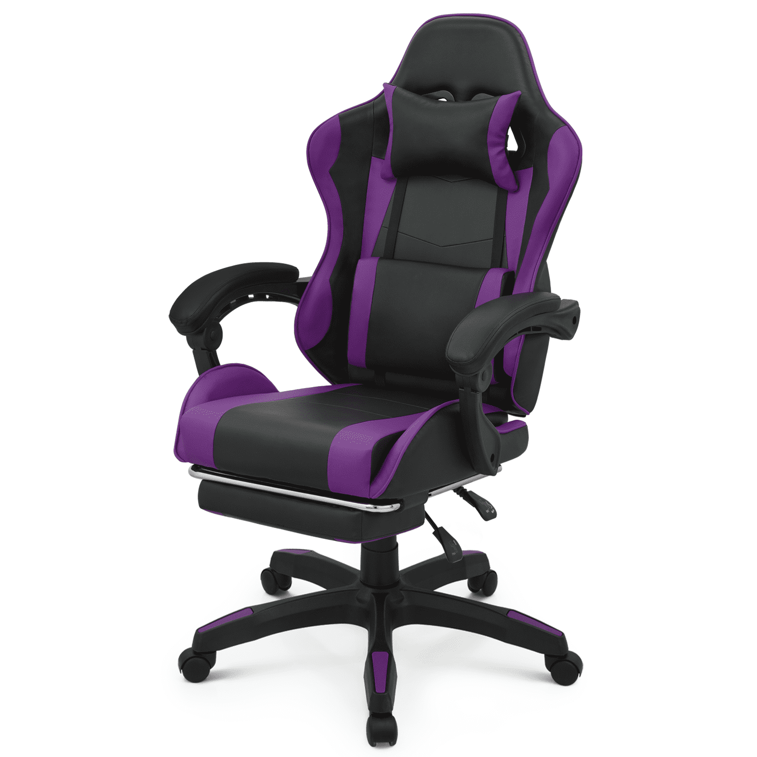 Magshion Rolling Gaming Chair, Adjustable Faux Leather Computer Seat with Lumbar Support for Adults Teens Desk Chair, White