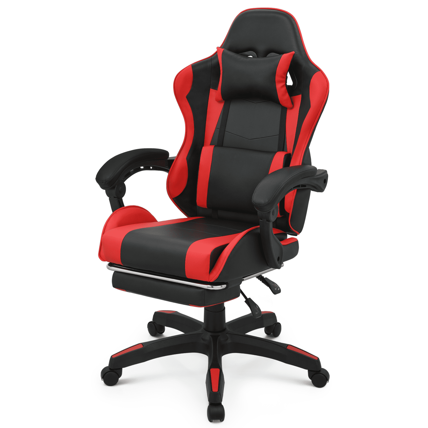 Magshion Rolling Gaming Chair, Adjustable Faux Leather Computer Seat with Lumbar Support for Adults Teens Desk Chair, White