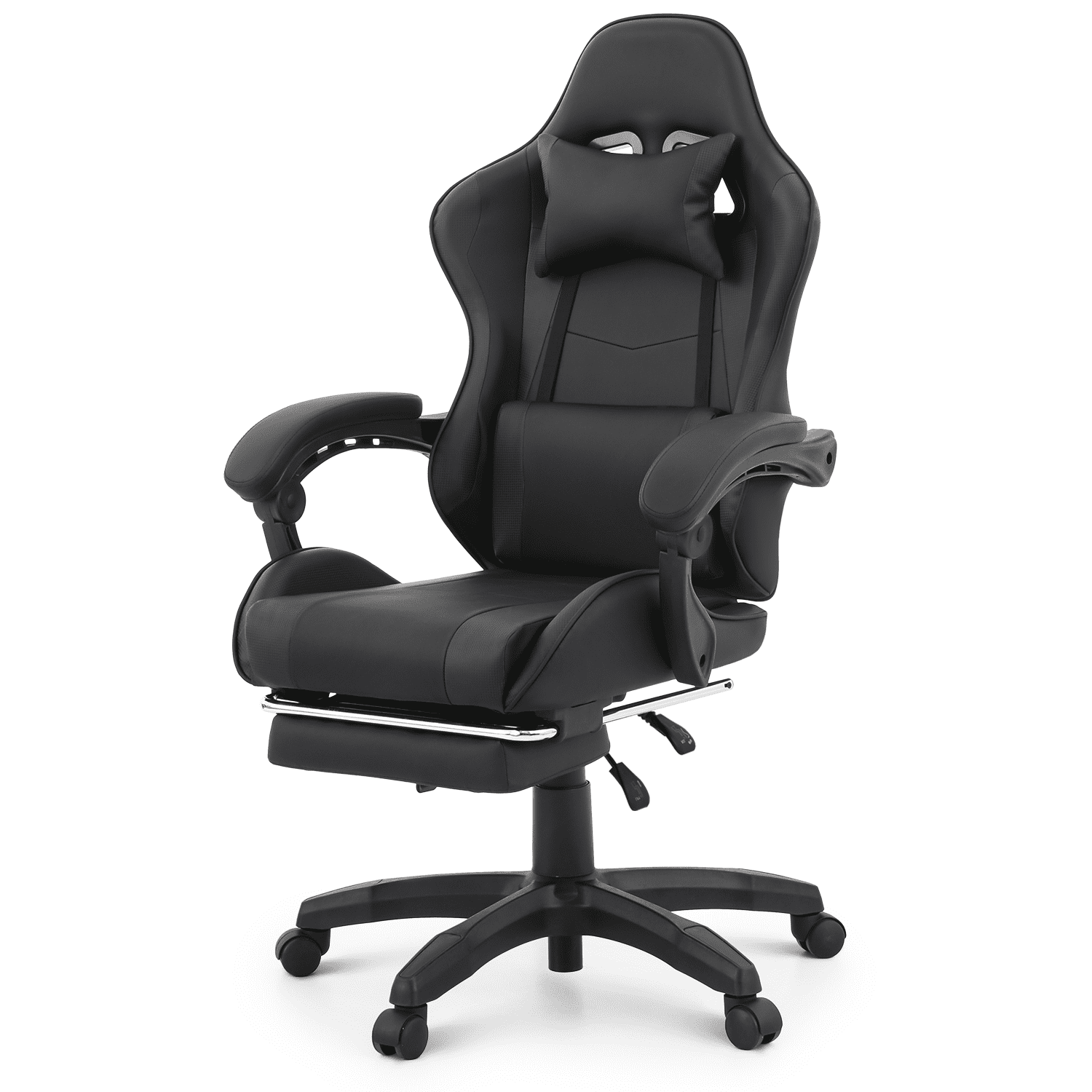 Magshion Rolling Gaming Chair, Adjustable Faux Leather Computer Seat with Lumbar Support for Adults Teens Desk Chair, White