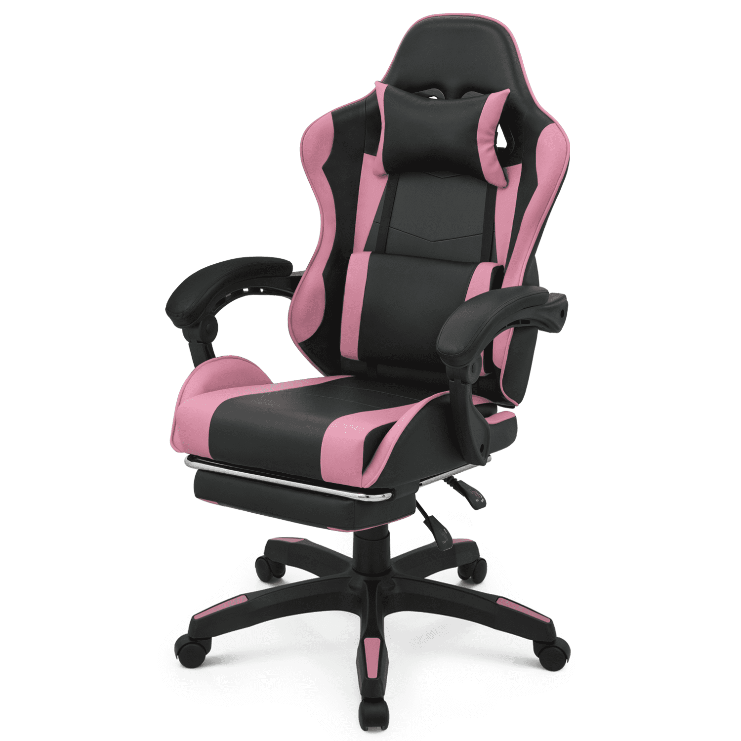 Magshion Rolling Gaming Chair, Adjustable Faux Leather Computer Seat with Lumbar Support for Adults Teens Desk Chair, White
