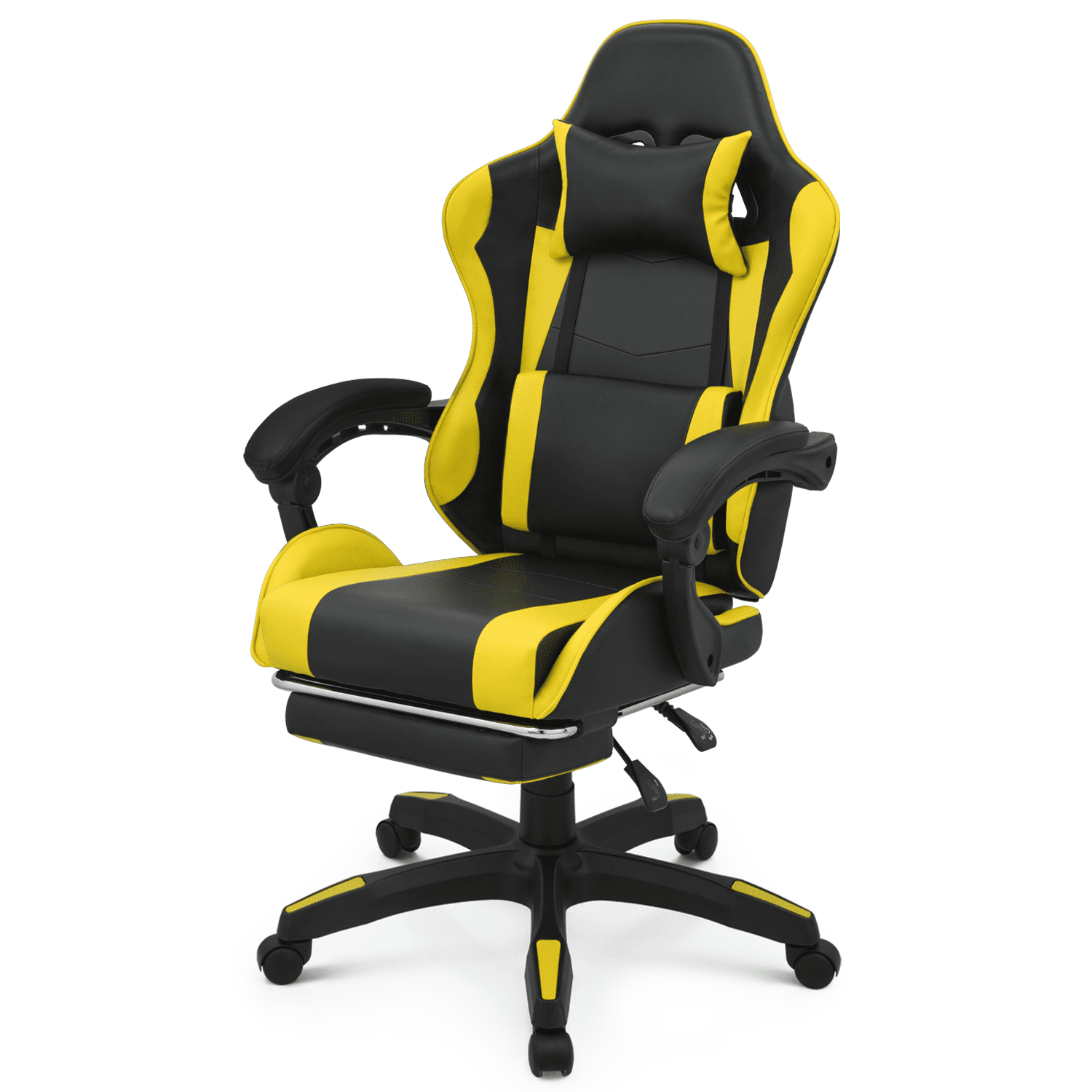 Magshion Rolling Gaming Chair, Adjustable Faux Leather Computer Seat with Lumbar Support for Adults Teens Desk Chair, White