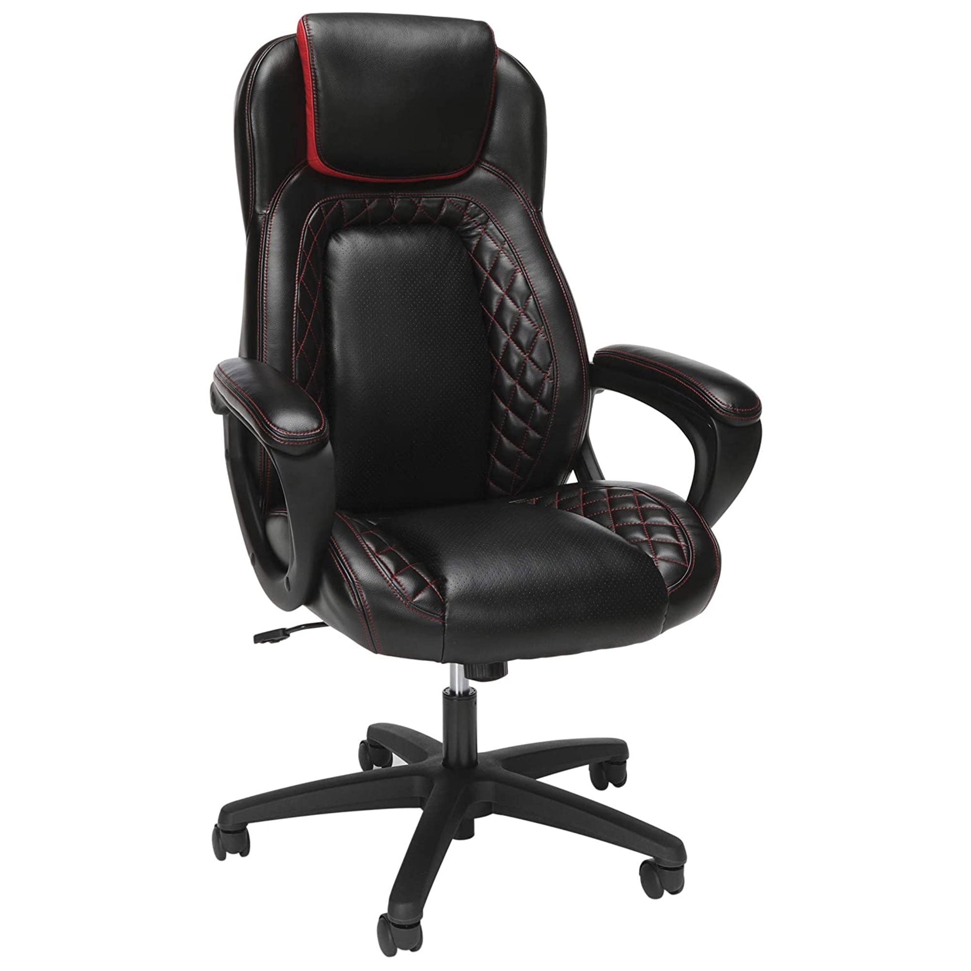 OFM ESS Racing Style SofThread Leather High Back Office Computer Chair, Red