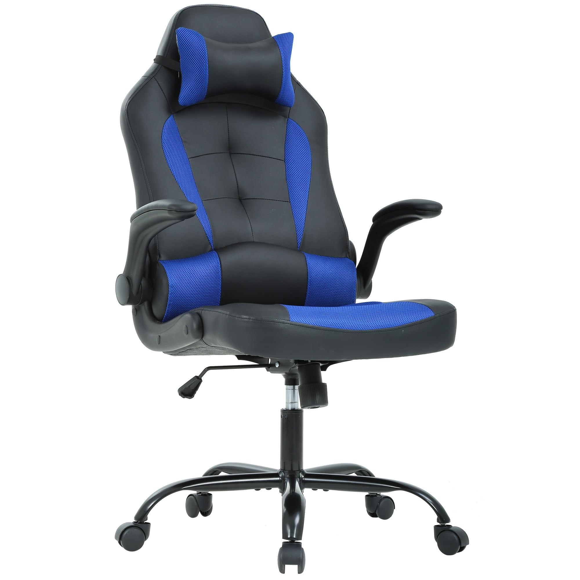 PayLessHere Gaming Chair With Lumbar Support, Adjustable Headrest Office Chair For Adults, Black