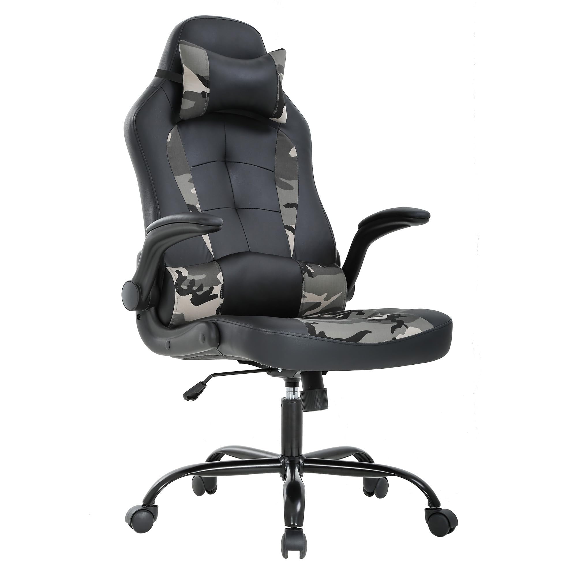 PayLessHere Gaming Chair With Lumbar Support, Adjustable Headrest Office Chair For Adults, Black