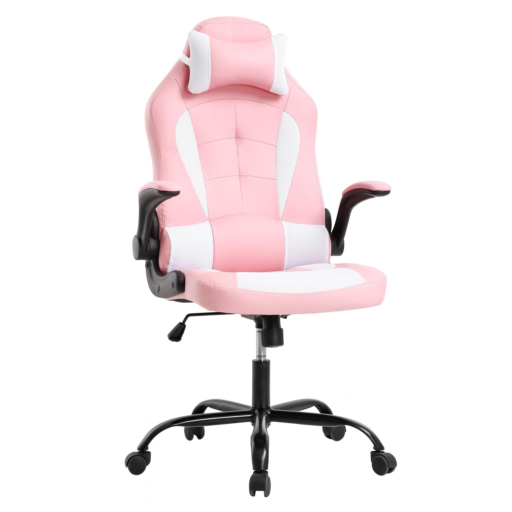 PayLessHere Gaming Chair With Lumbar Support, Adjustable Headrest Office Chair For Adults, Black