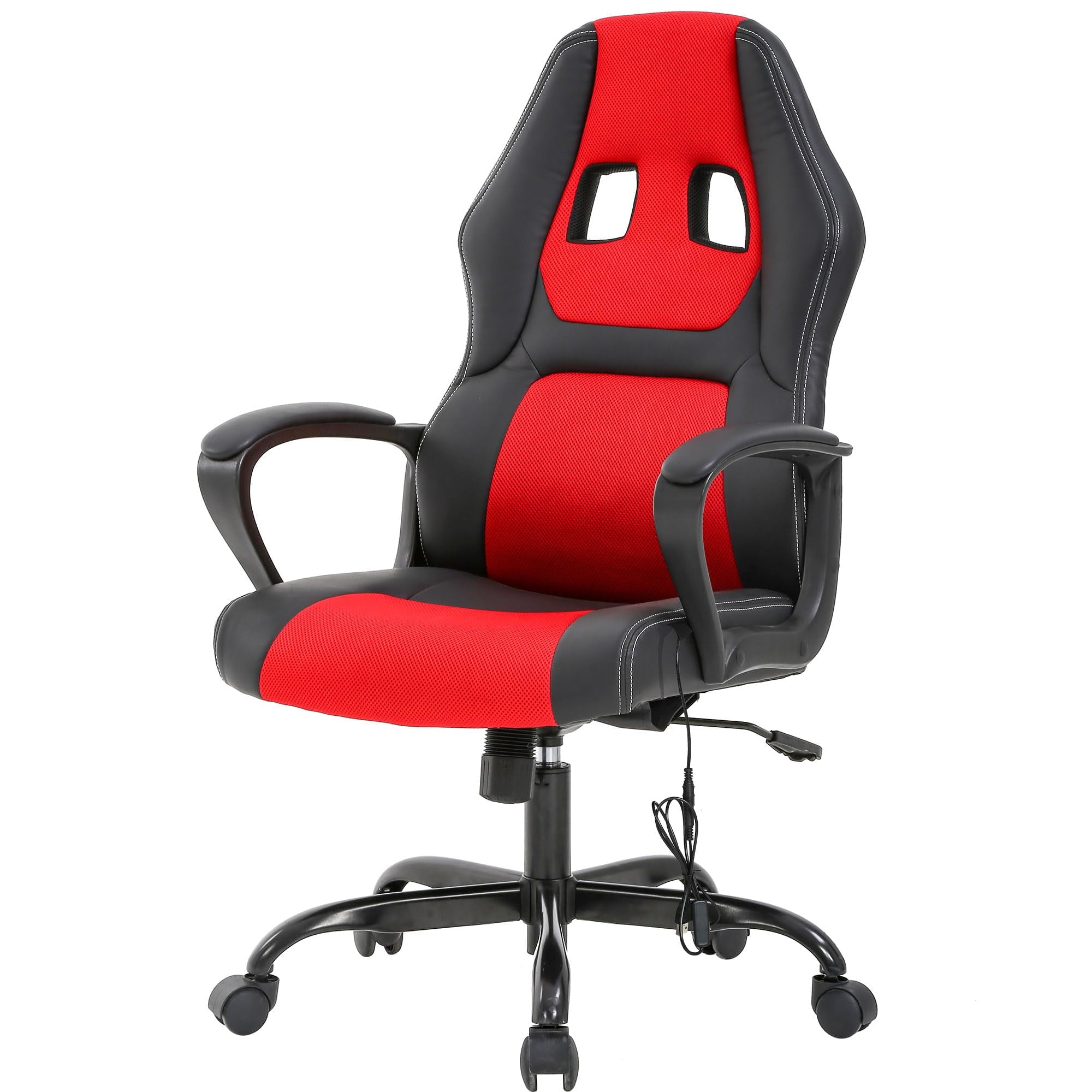 PayLessHere Gaming Office Chair - PU Leather w/Massage & 360° Swivel for Adults，Black