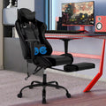 YRLLENSDAN Adjustable Office Chair with Lumbar Support, Reclining Gaming Chair with Massager, Ergonomic High Back Computer Chair with Footrest and Lumbar Support, White