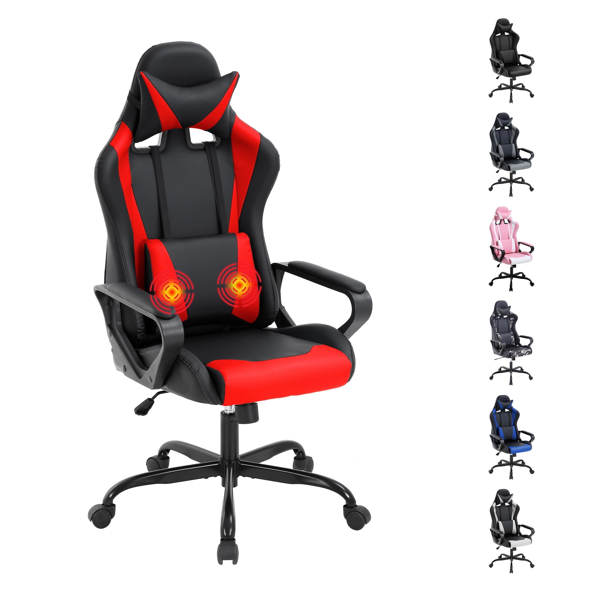 YRLLENSDAN Ergonomic Gaming Chair Video Game with Massager, Black Computer Chair with Arms and Back Support Adjustable Height High-Back Office Chair with Lumbar Support