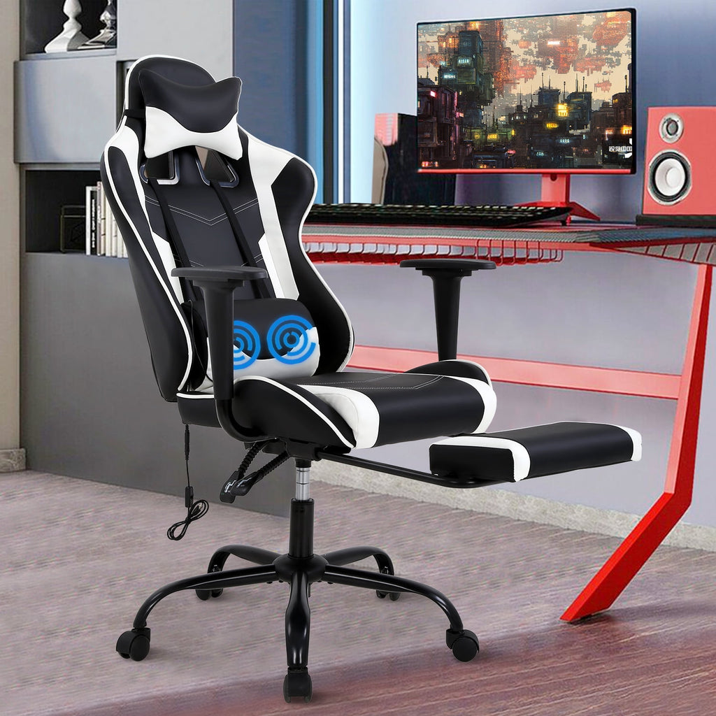 YRLLENSDAN Massage Gaming Chair Video Game with Footrest, Ergonomic Gamer Chair for Adults High Back Gaming Computer Chair with Arms Lumbar Support