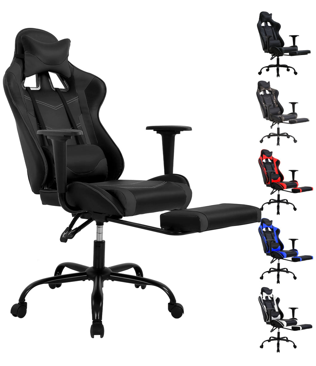YRLLENSDAN Office Gaming Chair, Computer Chair with Footrest Lumbar Support PC Chair Racing Chair Video Gaming Chair Ergonomic Gaming Chair for Adults Teens, Black