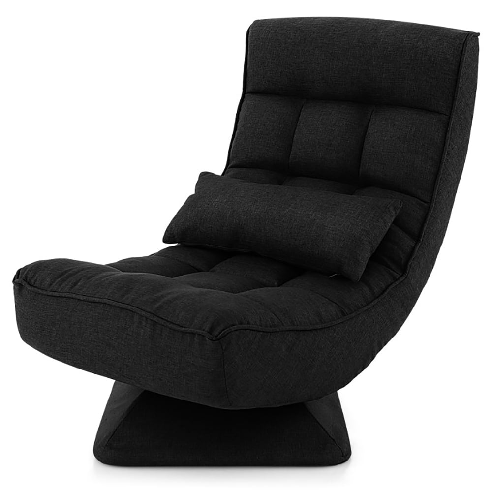Yardi Yard 5-Level Adjustable 360° Swivel Floor Chair with Massage Pillow-Black, Swivel Gaming Chair 360 Degree Multipurpose Floor Chair Rocker for TV, Reading, Playing Video Games