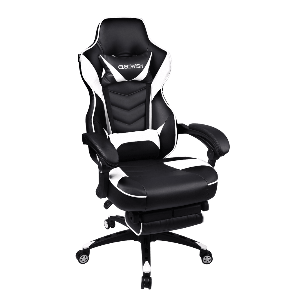 Elecwish Adjustable & Ergonomic Swivel Gaming Chair, White