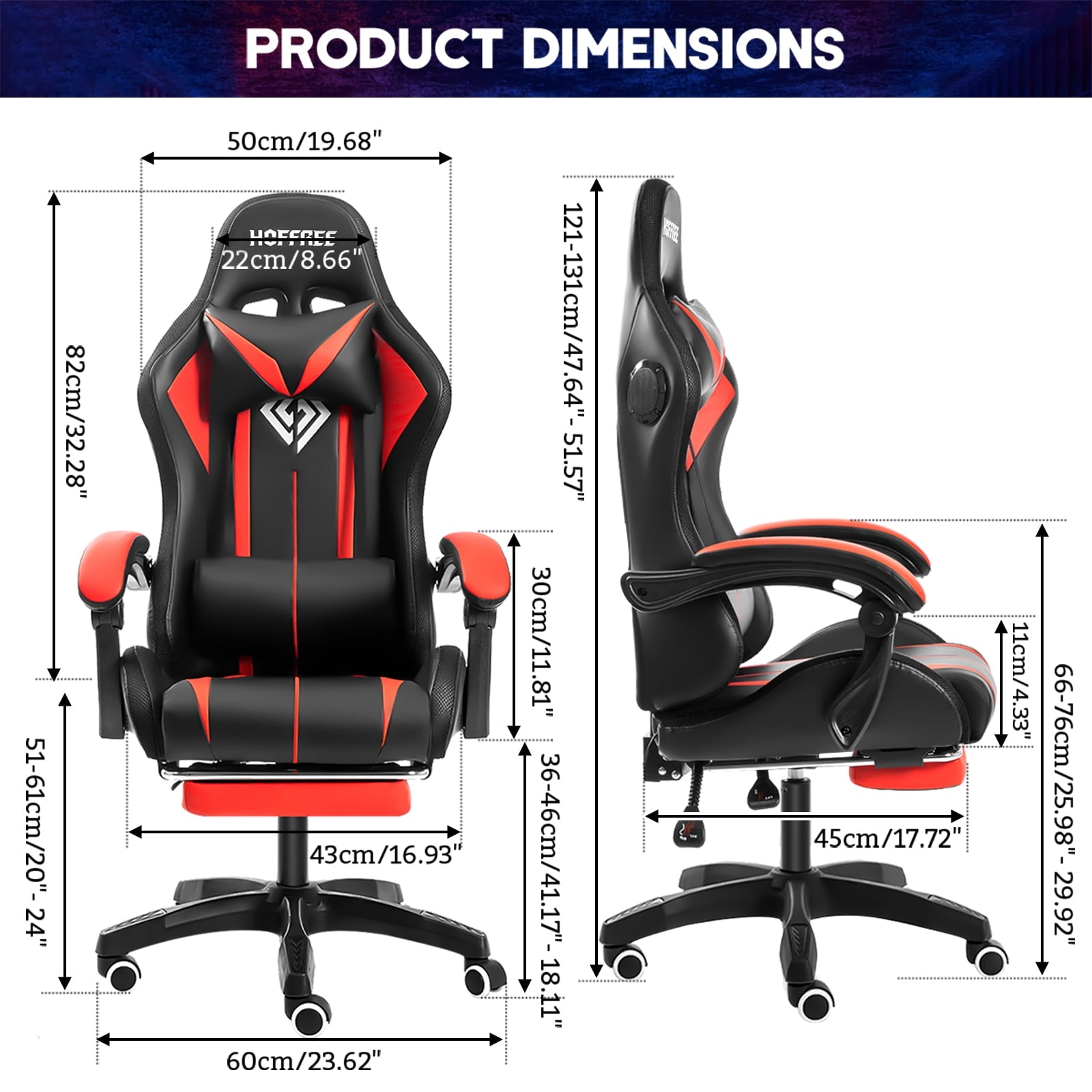 Gaming Chair with Bluetooth Speaker, Ergonomic Massage Racing Chair with RGB Lights, Footrest and Lumbar Support, High Back Office Chair,  Heavy Duty Design Gaming Computer Chair
