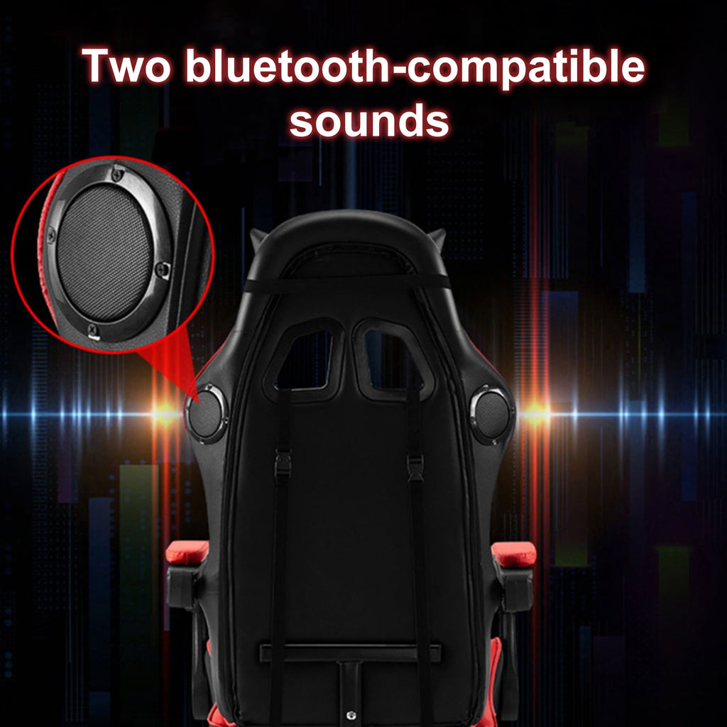 HomeLife Gaming Chair with Bluetooth-compatible Speakers and RGB LED Lights, Ergonomic Massage Computer Gaming Chair with Height Adjustable, Video Game Chair High Back with Lumbar Support