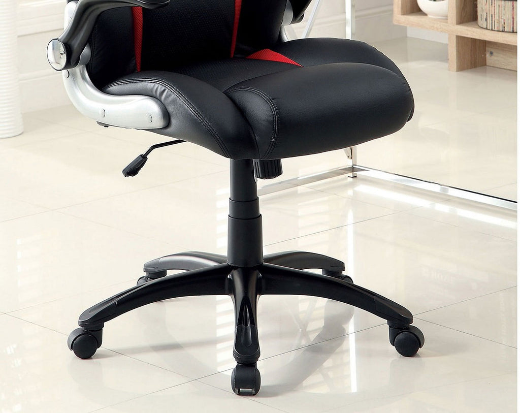 JONPONY Gaming Chair Upholstered 1pc Comfort Adjustable Chair Relax Office Chair Work Black And Red Color Padded Armrests
