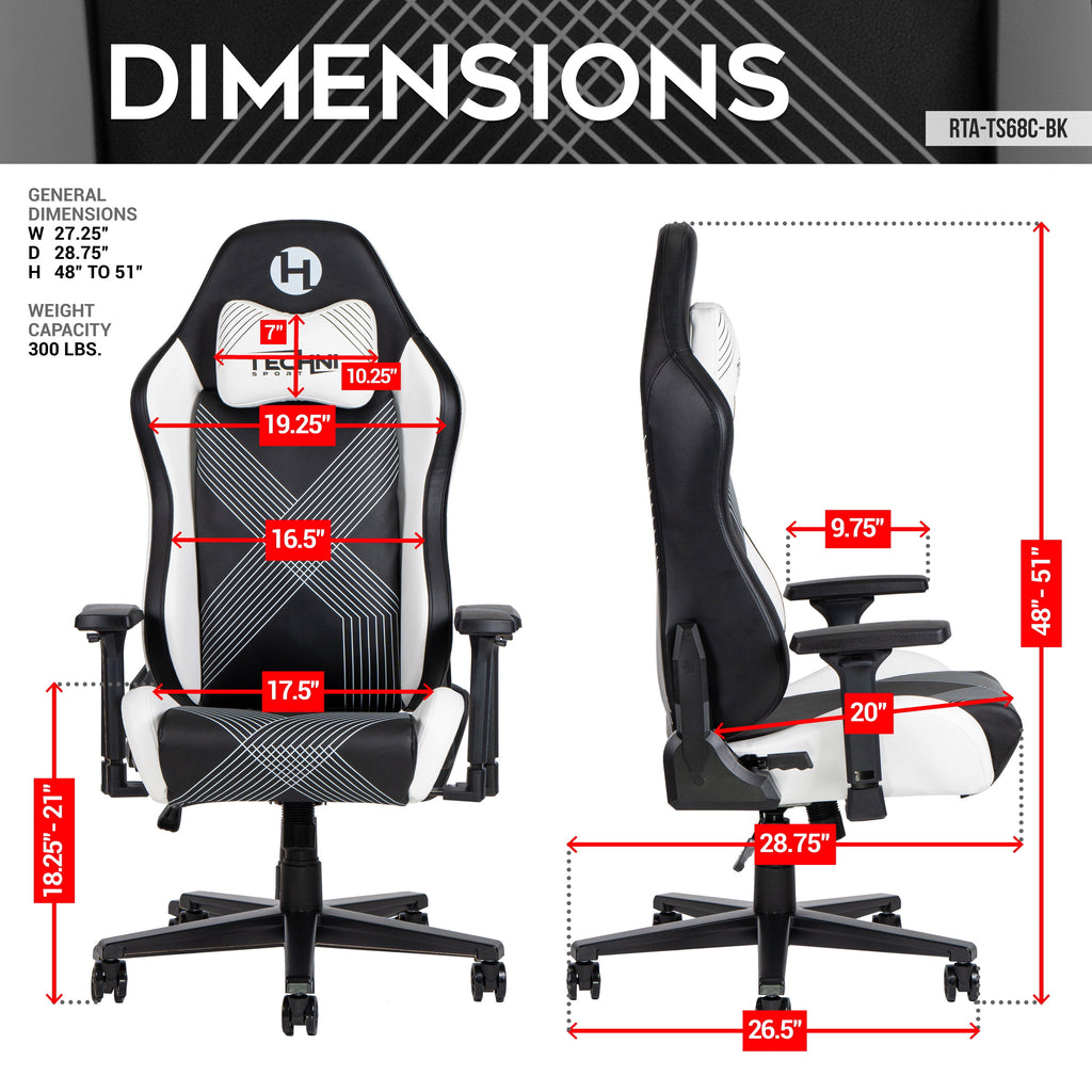 Techni Sport Comfort Edge Black Gaming Chair RTA-TS68C-BK