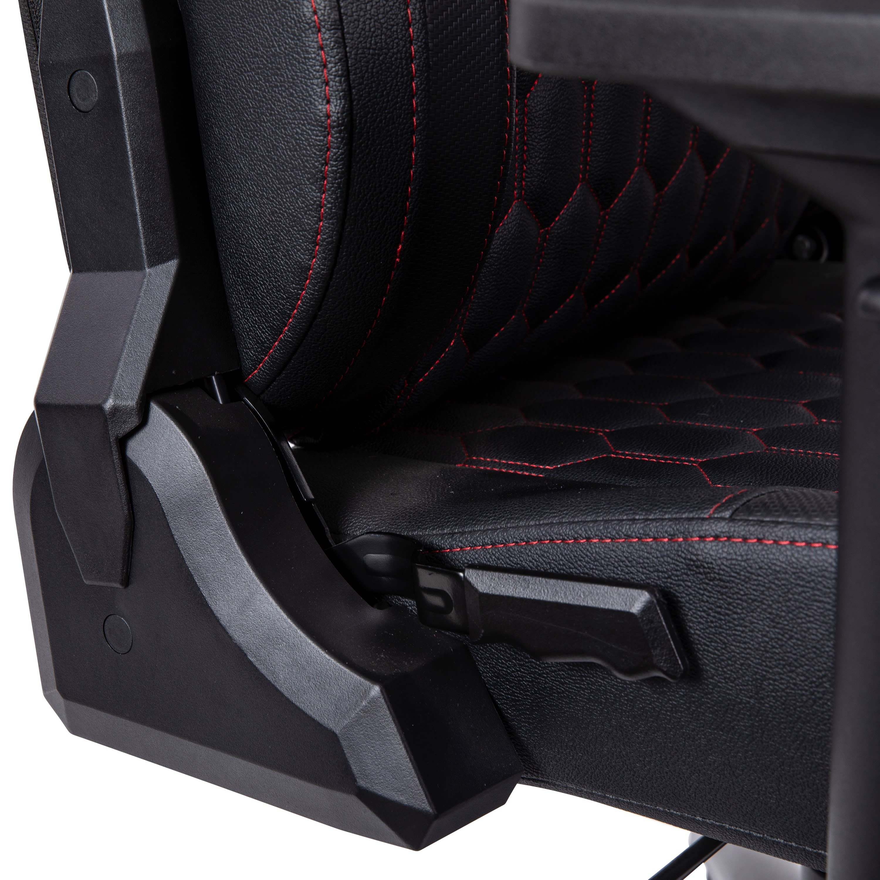 EMMA + OLIVER Gaming Chair with Adjustable Lumbar Support and Head Pillow, Black/Red
