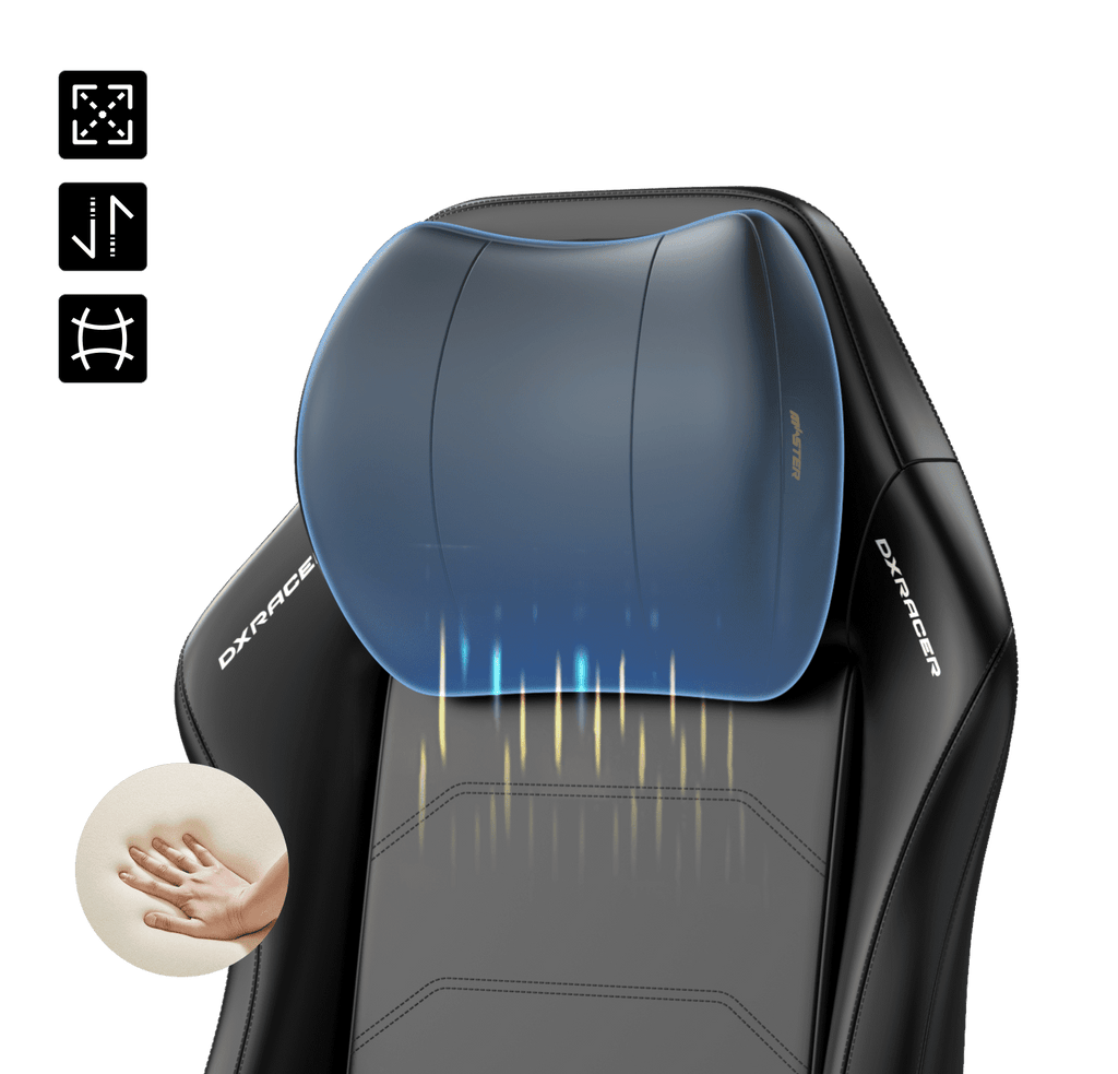 DXRacer Master Series Luxury Egnomic Office Chair for Big and Tall, with EPU Leatherette Upholstery, head rest and intergrated lumbar support, Black