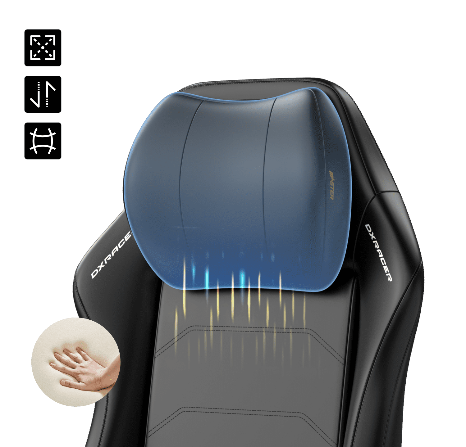 DXRacer Master Series Luxury Egnomic Office Chair for Big and Tall, with EPU Leatherette Upholstery, head rest and intergrated lumbar support, Black
