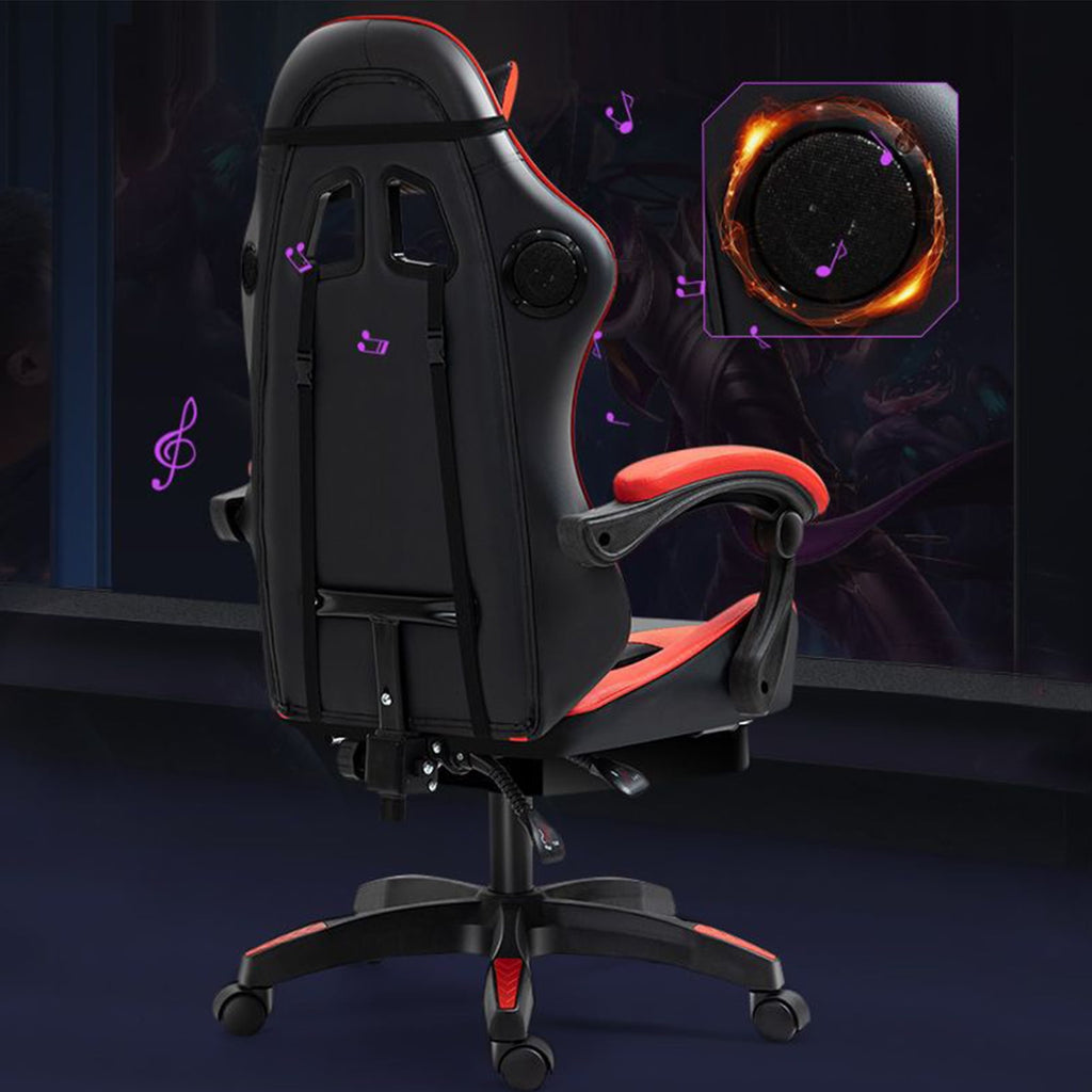 HomeLife Gaming Chair with Bluetooth-compatible Speakers and RGB LED Lights, Ergonomic Massage Computer Gaming Chair with Height Adjustable, Video Game Chair High Back with Lumbar Support