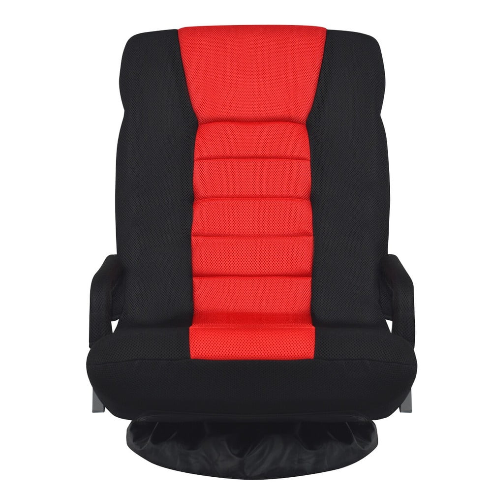 360-Degree Swivel Gaming Floor Chair with Foldable Adjustable Backrest Red