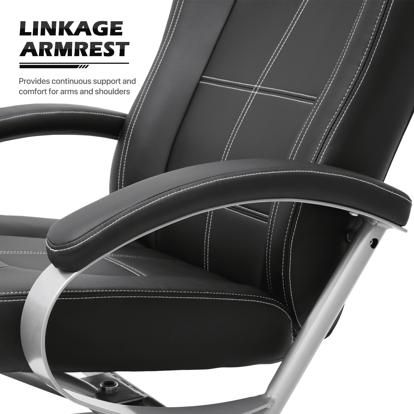 MoNiBloom Recliner Chair with Ottoman, Adjustable Upholstered Video Gaming Chair, PU Leather Swivel Recliner with Footrest and Armrest, Black
