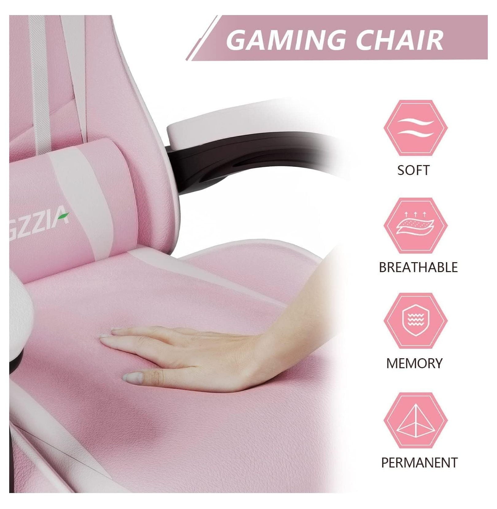 Exlonjet Gaming Chair, Reclining High Back PU Leather Office Desk Chair with Headrest and Lumbar Support, Adjustable Swivel Rolling Video Game Chairs Ergonomic Racing Computer Chair