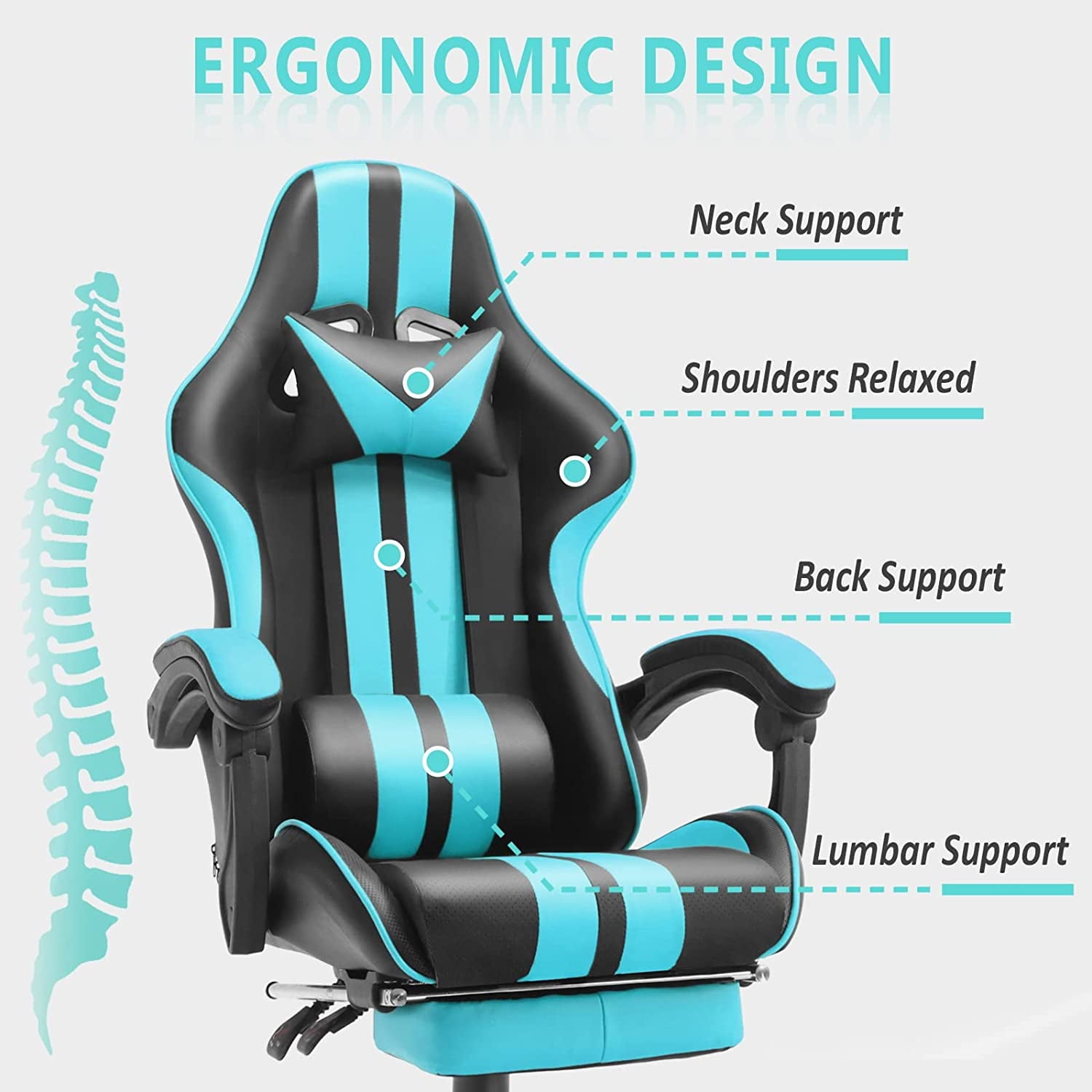 Ferghana Miami Blue Gaming Chair, Gamer Chair, PC Gaming Chair, Ergonomic Gaming Chair, Computer Gaming Chair with for Adults Teens