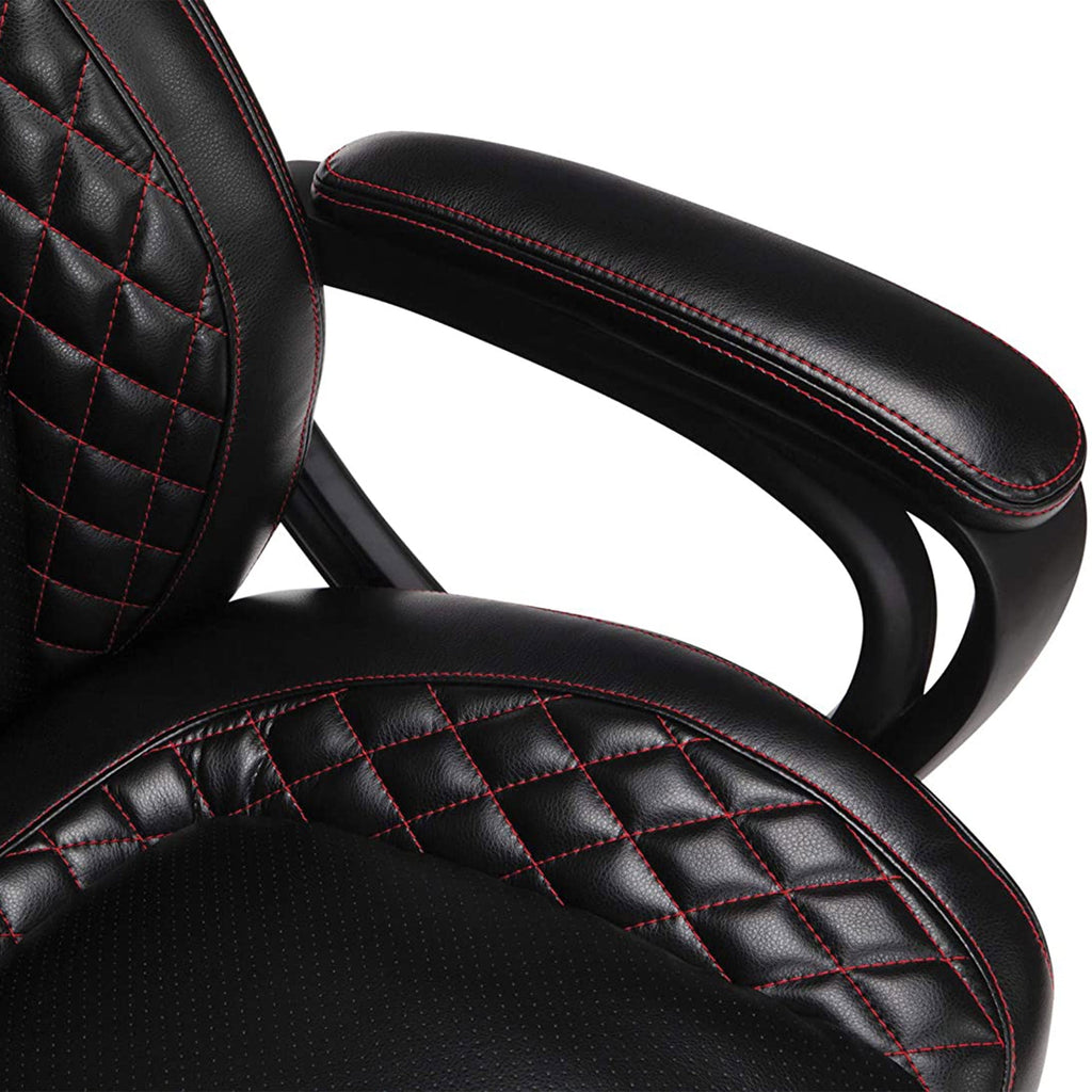 OFM ESS Racing Style SofThread Leather High Back Office Computer Chair, Red