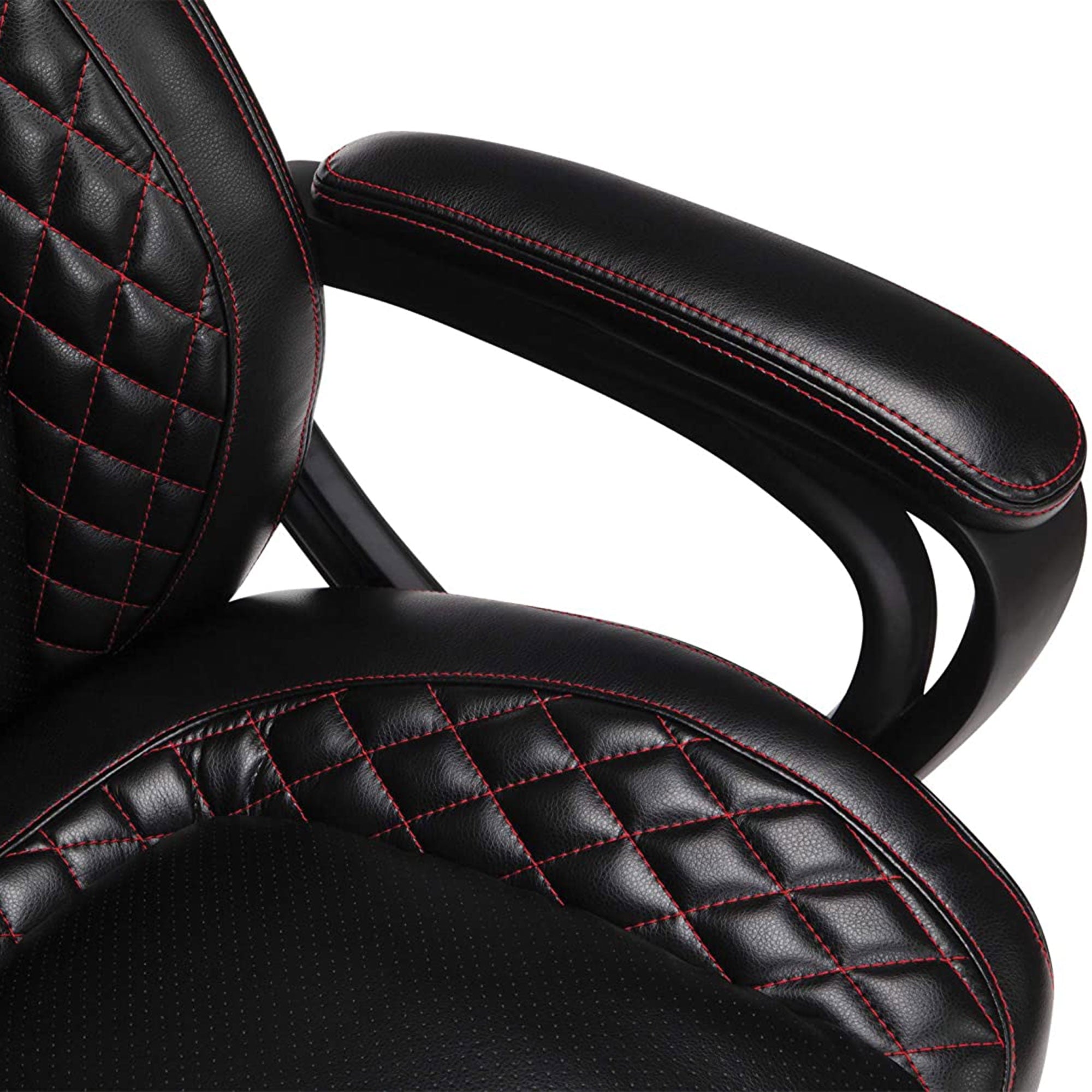 OFM ESS Racing Style SofThread Leather High Back Office Computer Chair, Red