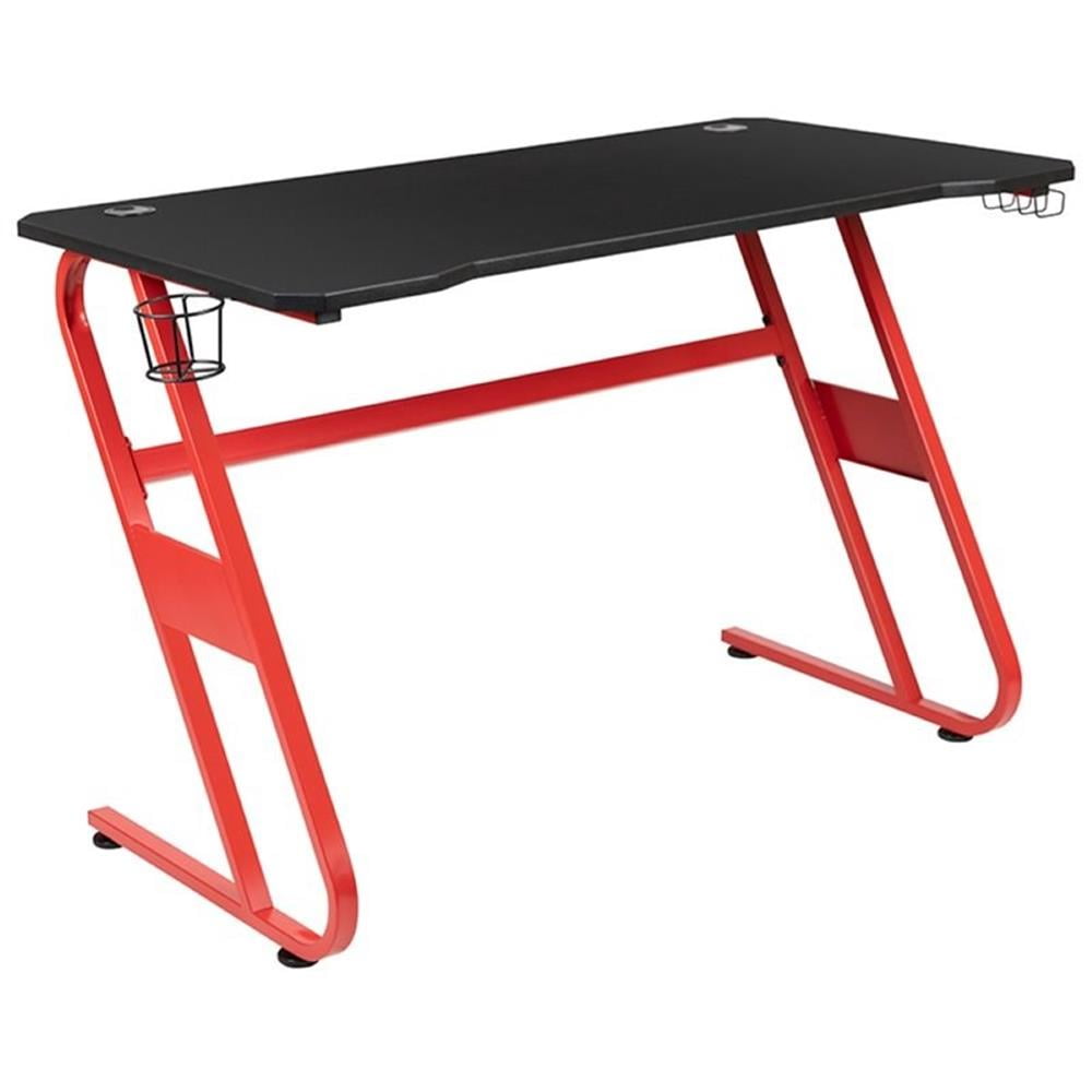 Bowery Hill Gaming Desk and Racing Reclining Chair Set in Black and Red