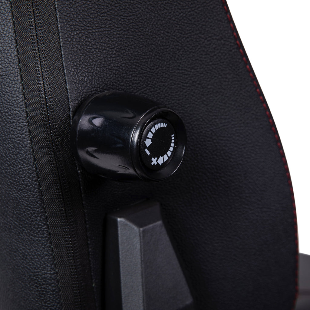 EMMA + OLIVER Gaming Chair with Adjustable Lumbar Support and Head Pillow, Black/Red