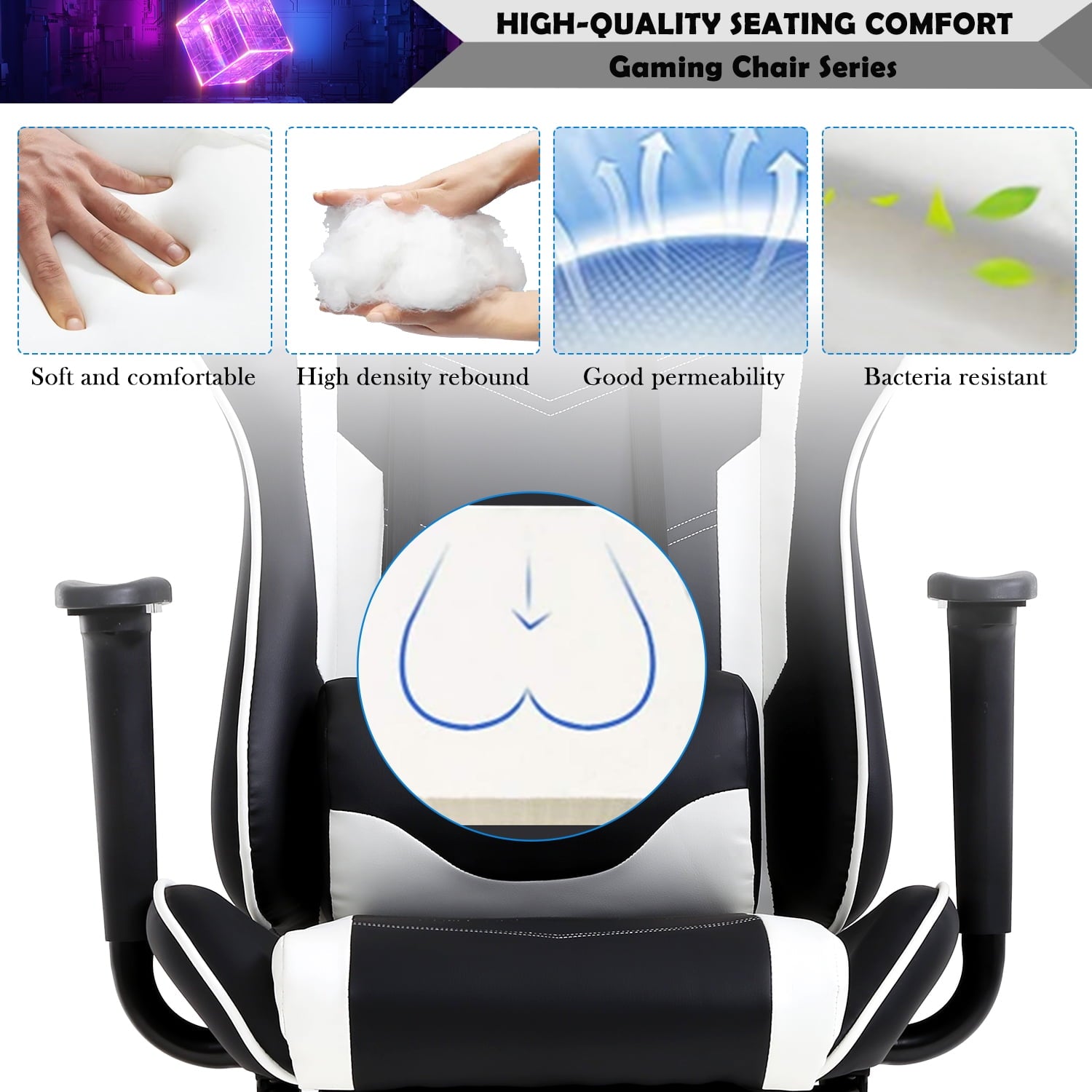 YRLLENSDAN Massage Gaming Chair Video Game with Footrest, Ergonomic Gamer Chair for Adults High Back Gaming Computer Chair with Arms Lumbar Support