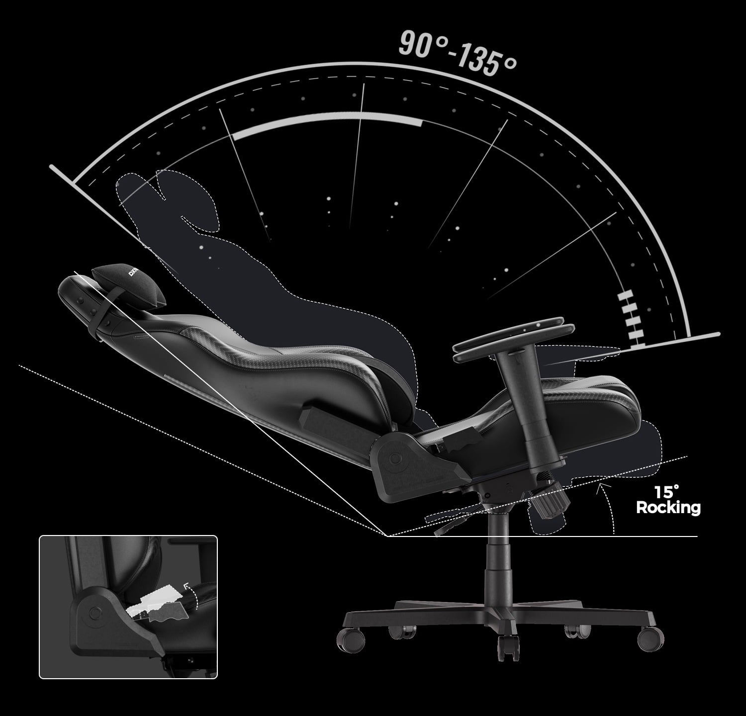 DXRacer Drifting Series Gaming Chair - Ergonomic Office Chair with Lumbar Pillow & Adjustable Headrest - Reclining PC Computer Gaming Chair Recliner For Adults Teens, Regular L