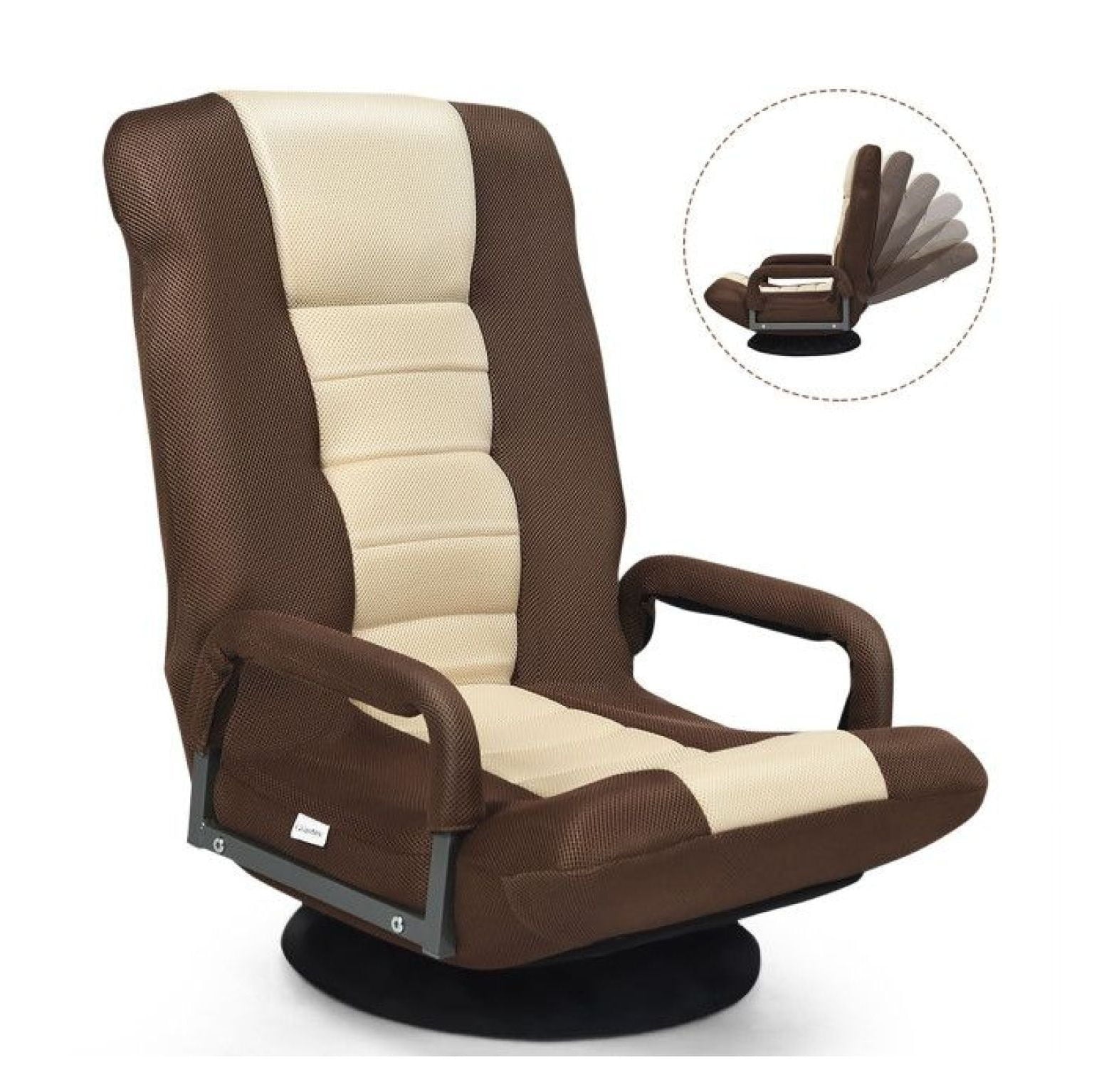 Gaming Floor Chair, 360° Swivel Foldable Chair with Adjustable Backrest - Green/Red/Blue/Brown - Iron Frame, Mesh Fabric, 310lbs Capacity - for Gaming, Reading, Relaxing