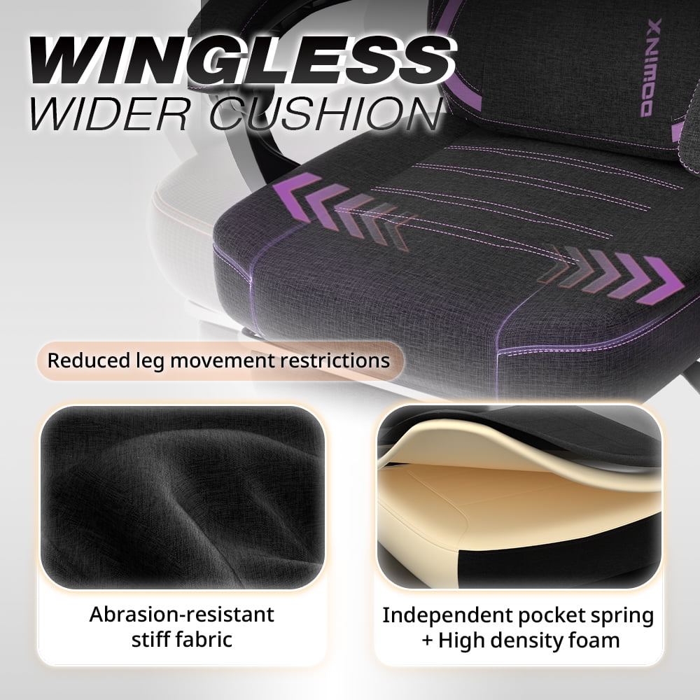 Dowinx Ergonomic Fabric Gaming Chair with Adjustable Footrest & Lumbar Massage - High-Back Computer Office Chair for Adults, 300 lb Weight Capacity (Purple)