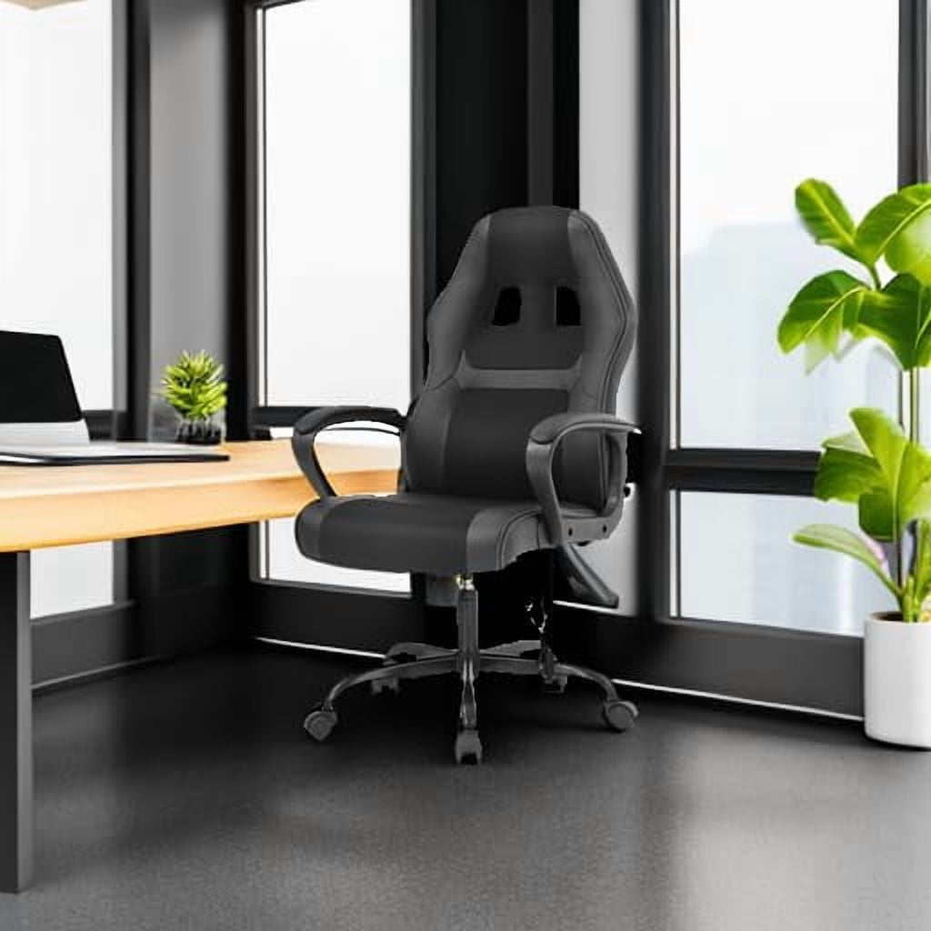 PayLessHere Gaming Office Chair - PU Leather w/Massage & 360° Swivel for Adults，Black