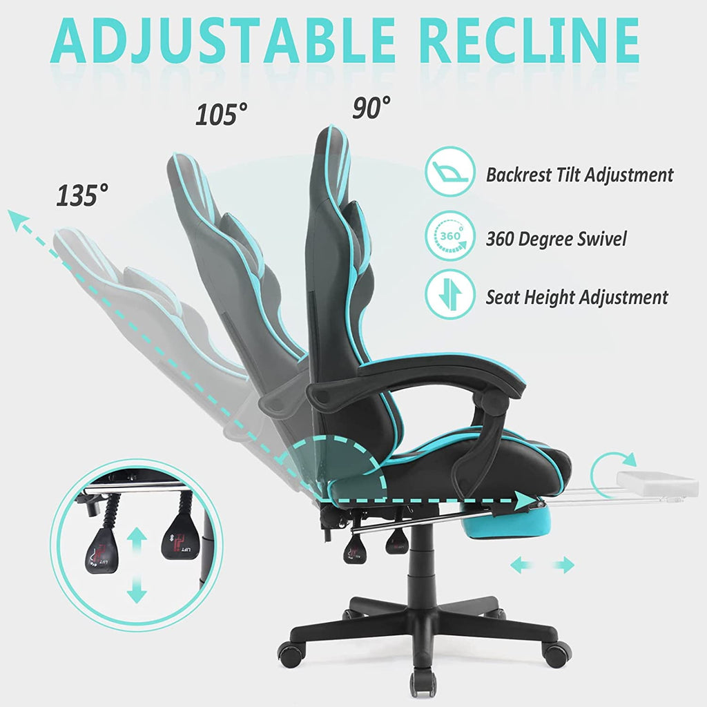 Ferghana Miami Blue Gaming Chair, Gamer Chair, PC Gaming Chair, Ergonomic Gaming Chair, Computer Gaming Chair with for Adults Teens