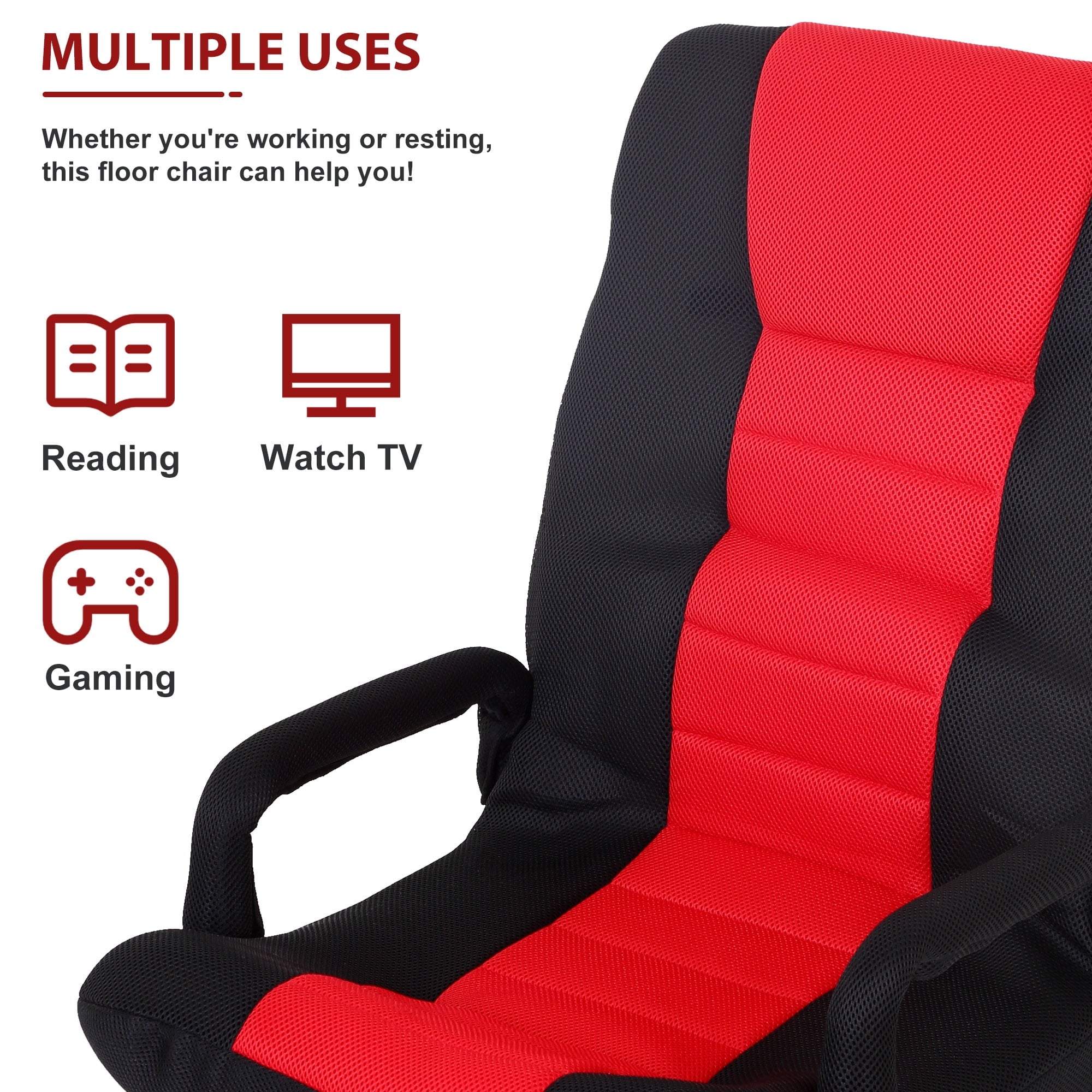 YRLLENSDAN 310 lbs Folding Swivel Gaming Floor Chair Video Game, 5 Positions Gaming Chairs for Adults Recliner Without Wheels Adjustable Backrest Rocker Floor Gamer Chair with Armrest Handles