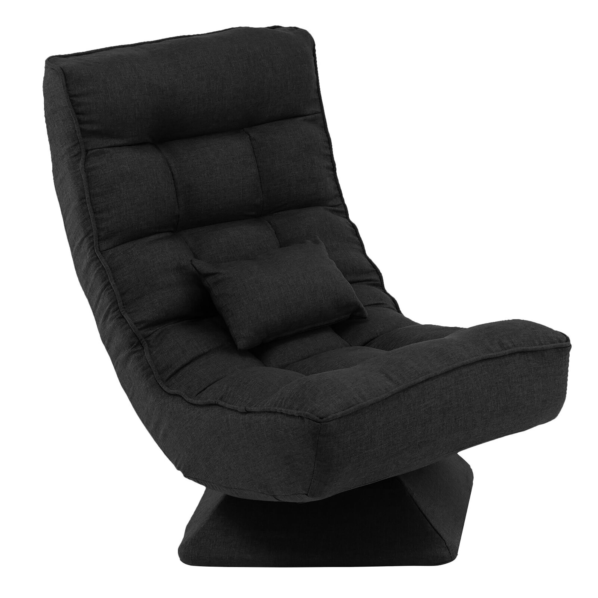 Costway 360° Swivel Floor Chair 5-Level Adjustable Lazy Chair w/ Massage Pillow Black